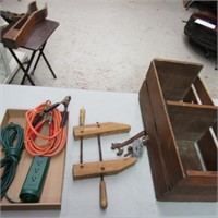 Tools in wood crate.