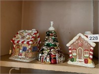 CHRISTMAS SOAP DISPENSER AND HOUSES
