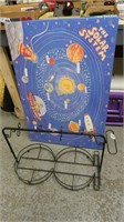 Wrought Iron Plant Holder & Solar System Picture