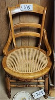 Antique Maple Chair, Caned, Hip Rests
