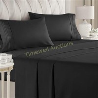 Queen Size 4 Piece Sheet Set - Black