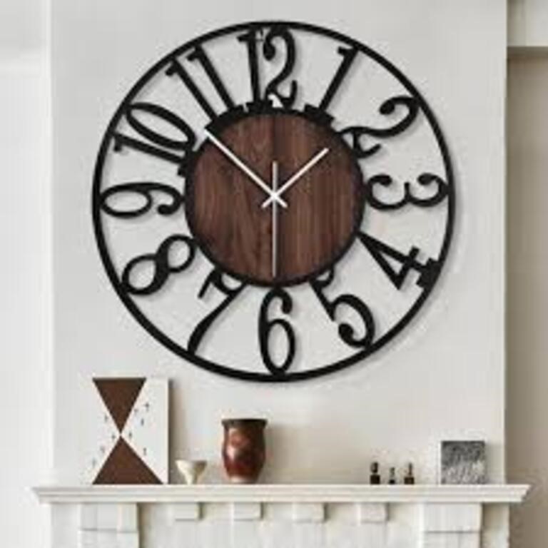 LEIKE Large Modern Metal Wall Clocks Rustic Round