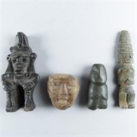 FOUR PRE-COLUMBIAN CARVED STONE FIGURES