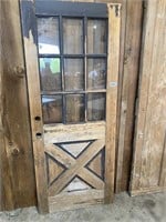 9 Pane Rustic Look Solid Wood Door, 32x79.5"