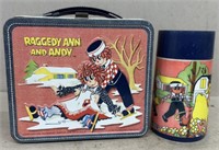 Raggedy Ann and Andy lunchbox with thermos