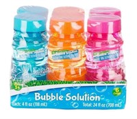 6pk Bubble Solution 4oz Bottles Multicolor w Wand