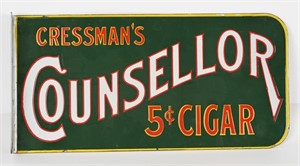CRESSMAN'S CONSELLOR 5c CIGAR FLANGE SIGN