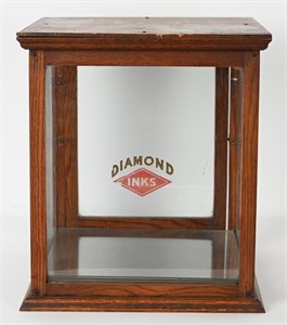 DIAMOND INKS WOOD & GLASS DISPLAY CASE