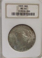 1923 SILVER PEACE DOLLAR NGC MS64