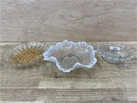 Ruffle edge bowl and 2 nut dishes