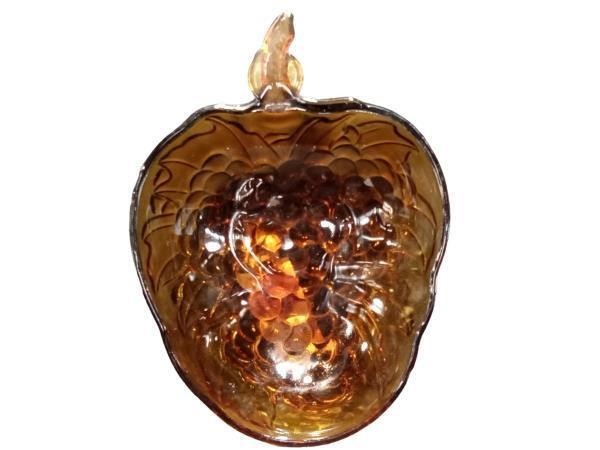 Elegant Amber Glass Bowl with Grape Design - Perfe