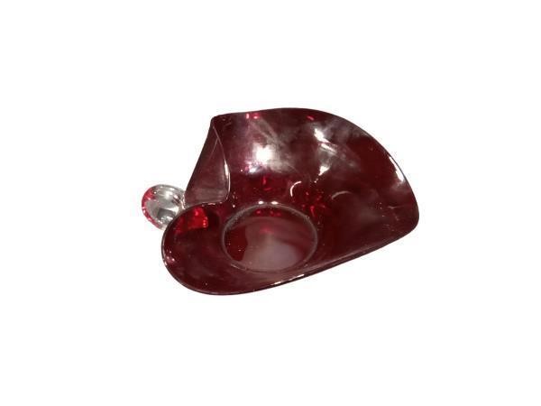 Red Glass Bowl with Clear Handle