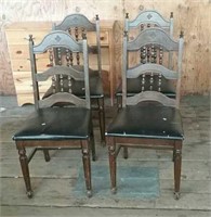 Set Of 4 Padded Wood Dining Chairs