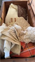 Large collection of crocheted, tablecloths and