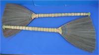 Pair Natural Grass Asian Brooms