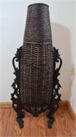Lg Antique Wickerweave Basket on Wood Frame-40"H