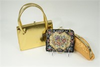 Ladies Needle Point & Gold Tone Evening Purses