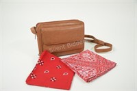 Ladies Brown Shoulder Purse & Handkerchiefs