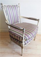 Striped Upholstered French Louis XVI Armchair