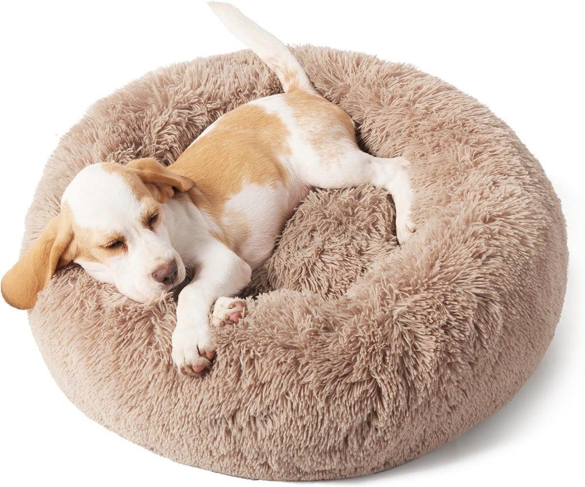 BEDSURE ROUND PET BED SMALL SHAG CAMEL 23'x23"x8"