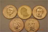 5- Us Presidential One Dollar Coins