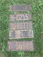 FIVE IOWA LICENSE PLATES 1922-24-24-25-26