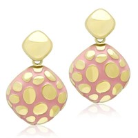 14k Gold Ip Contemporary Light Rose Epoxy Earrings