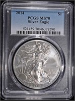 2014 AMERICAN SILVER EAGLE PCGS MS70