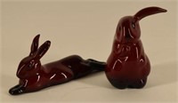 Royal Doulton Flop Eared Flambe Rabbits