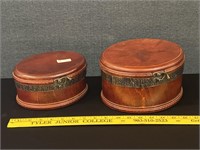 2 Oval Wood Jewelry Boxes
