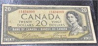 $20- 1954 Bank of Canada- Devil Face Bill!