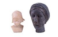 Alabaster and Lead Bust & Head Sculptures