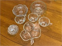 Vintage Glass Bowls, Covered Dish & Punch Cups