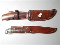 Vintage Hunting Knives & Leather Sheaths