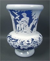Kelsey /Pilgrim Blue and White Sand Carved Vase