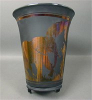 Fenton Black Satin "Elephant Walk" Vase