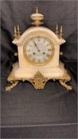 Antique Architectural Alabaster French Clock