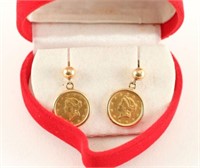 1853 1$ US Gold Coin Earrings