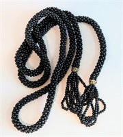 Black Beaded Lariat Necklace
