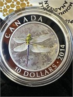 2014 $10 Fine Silver Coin Green Darner