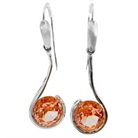 13 Carat Orange Diamante Swirl Dangle Earrings SS