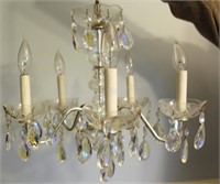 Crystal Five Arm Hanging Chandelier with Pendants