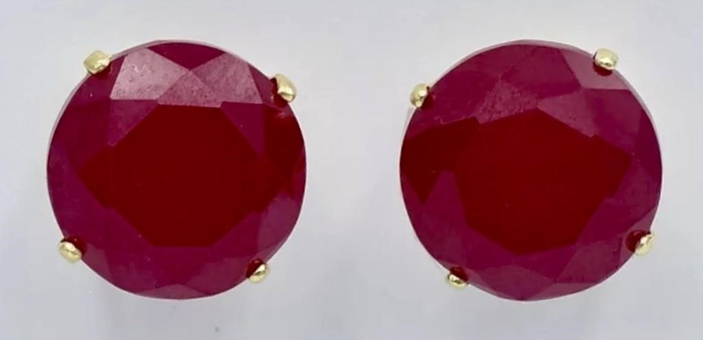 14k Yellow Gold 10.28 cts Ruby Stud Earrings