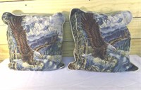 Lot of 2 Tapestry Eagle Pillows