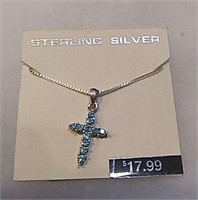 Sterling silver blue cross necklace
