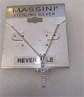 Massing sterling silver reversible cross necklace