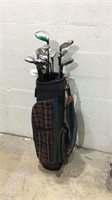 Green Tartan Golf Bag w/13 Clubs K12B