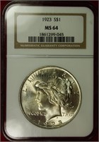 1923 Peace Dollar NGC MS64