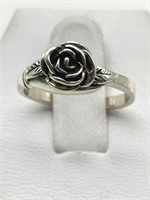 Sterling Silver Sculpted Rose Ring