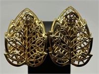 Judy Lee Gold Tone Filigree Large Earrings